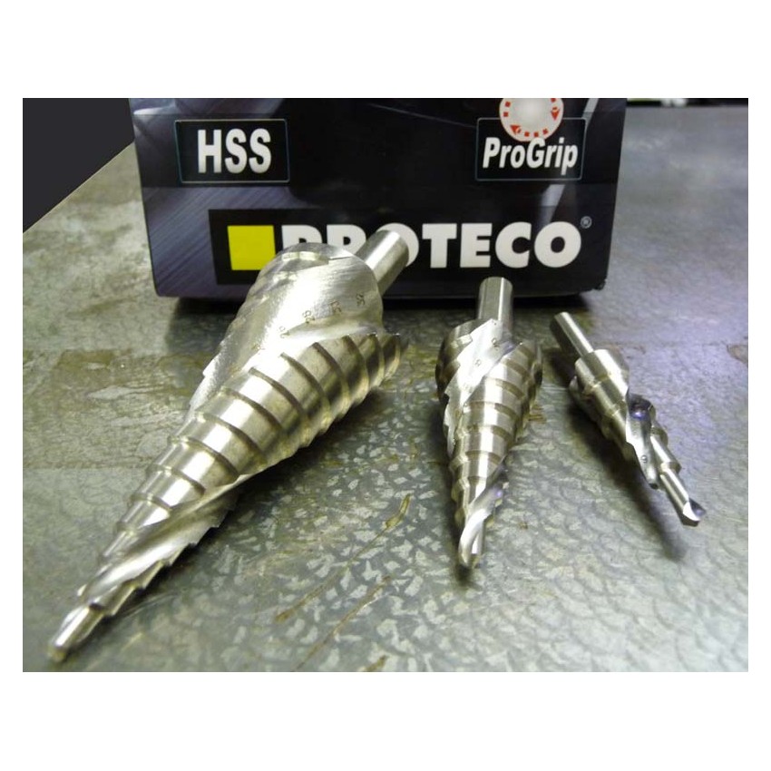 Proteco-Werkzeug® HSS Titan TIN Profi Stufenbohrer Konusbohrer Schälbohrer Metallbohrer 6-30 mm 